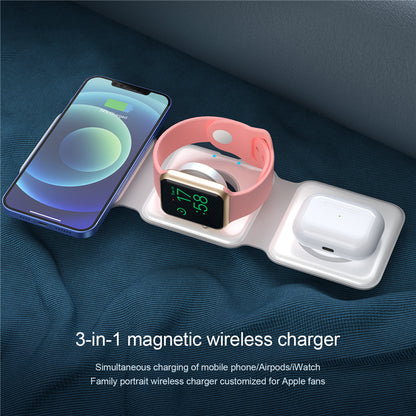 3 in 1 Magnetic Wireless Charging Station - compact and foldable